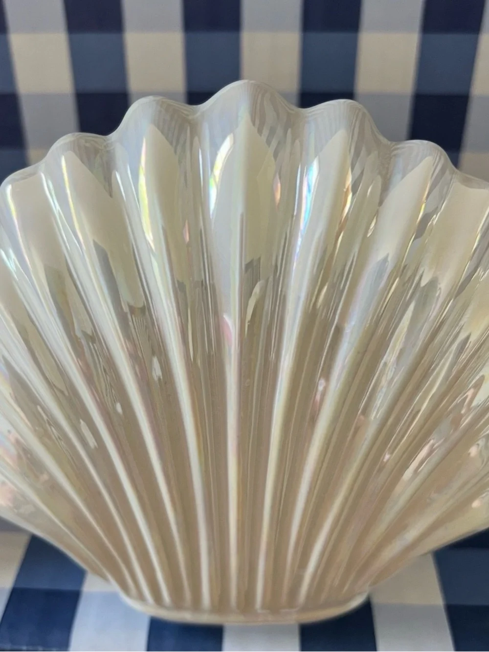 Bath Body Works NWT Ceramic Clam Shell Iridescent Pearl 3 Wick Candle Holder